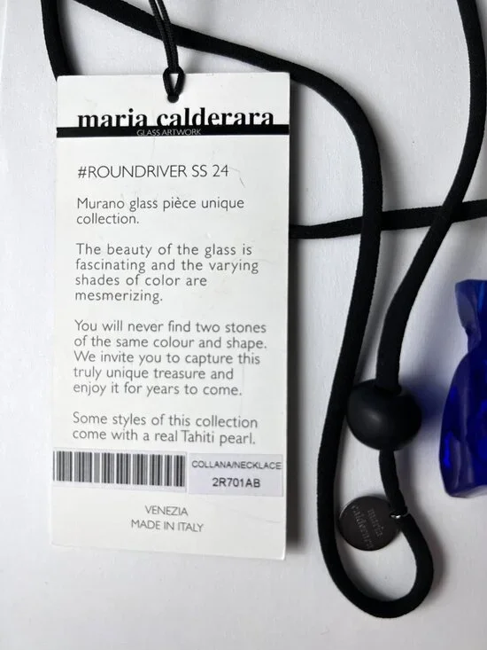 MARIA CALDERARA SS 24 Paper Mache/Cobalt Blue Murano Glass Necklace NWT - Picture 5 of 8